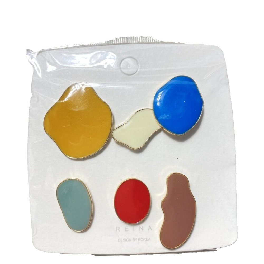 Colourful Stone Design Earrings Set - Abstract Art Earrings, Brand New